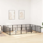 Puerta para perros 10 pcs Negro 100 x 60 cm Acero Galvanizado