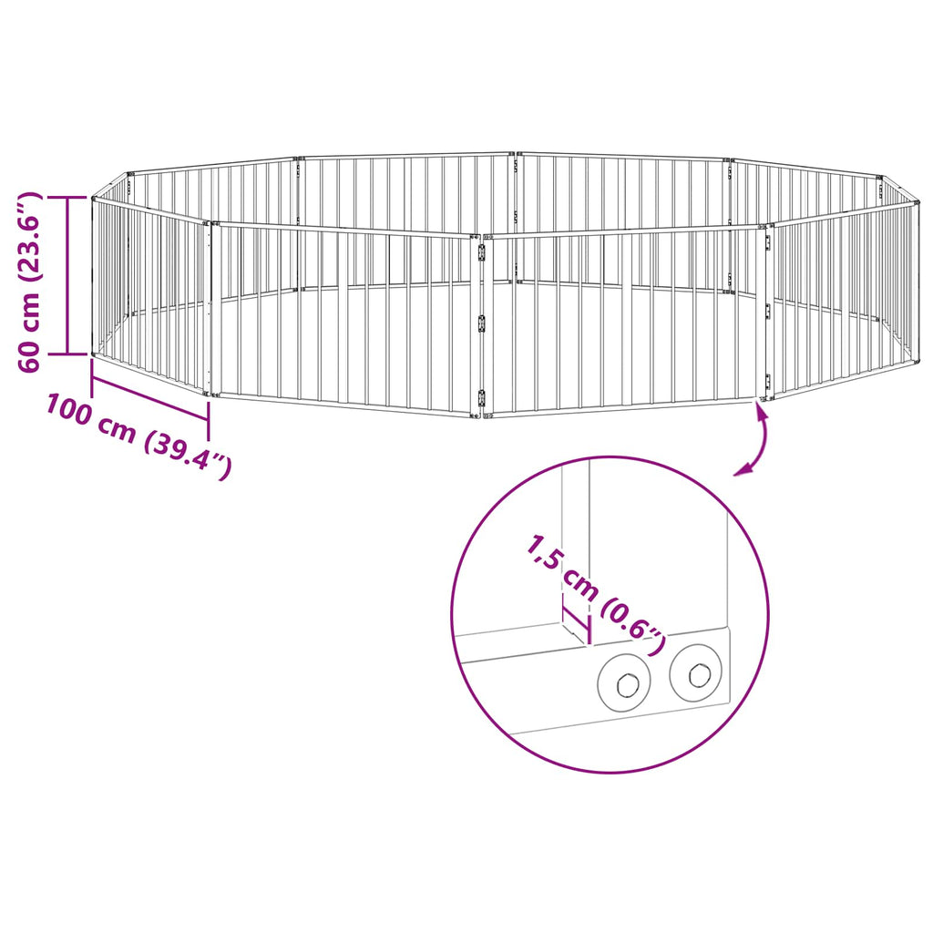 Puerta para perros 10 pcs Negro 100 x 60 cm Acero Galvanizado