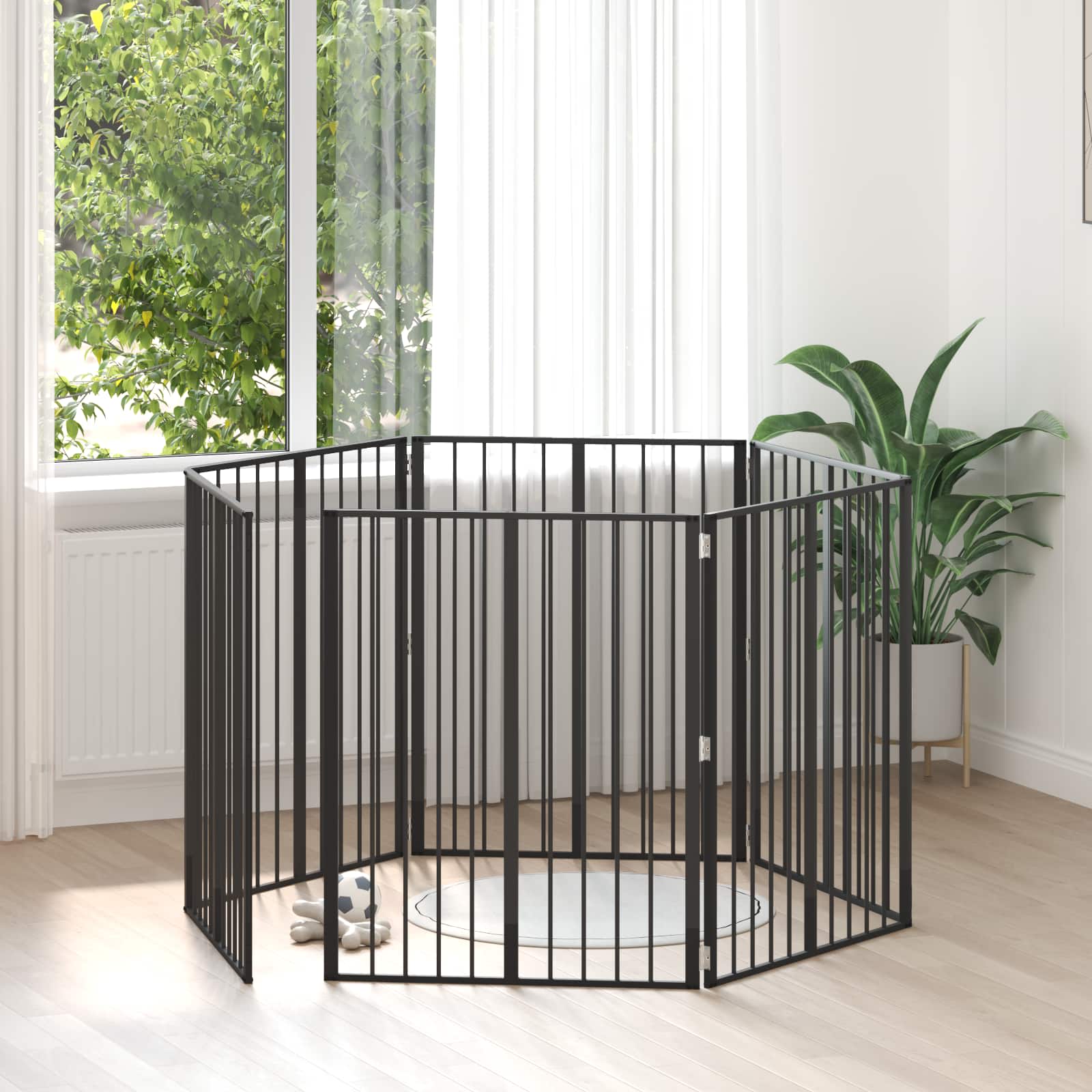 Puerta para perros 10 pcs Negro 100 x 60 cm Acero Galvanizado