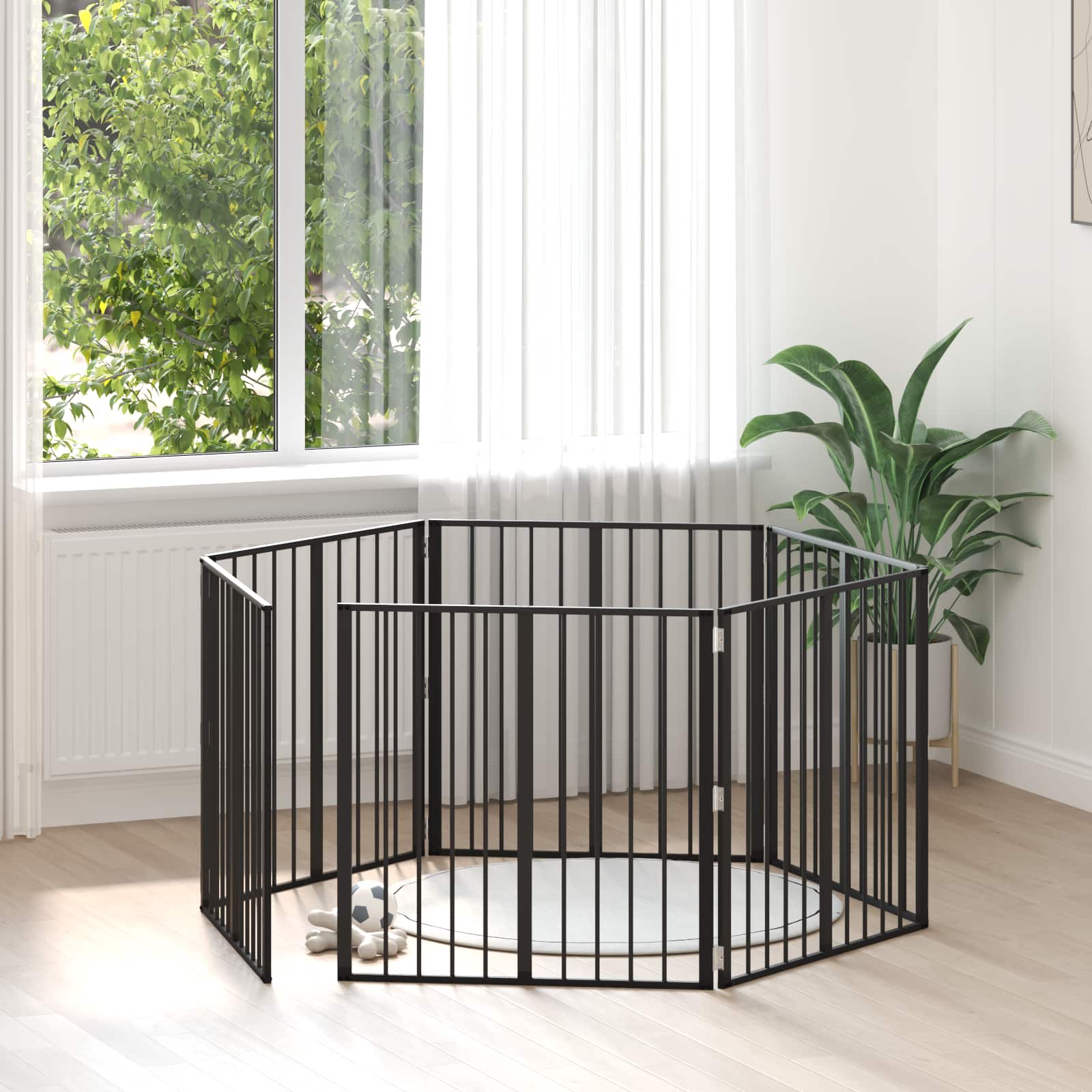 Puerta para perros 10 pcs Negro 100 x 60 cm Acero Galvanizado