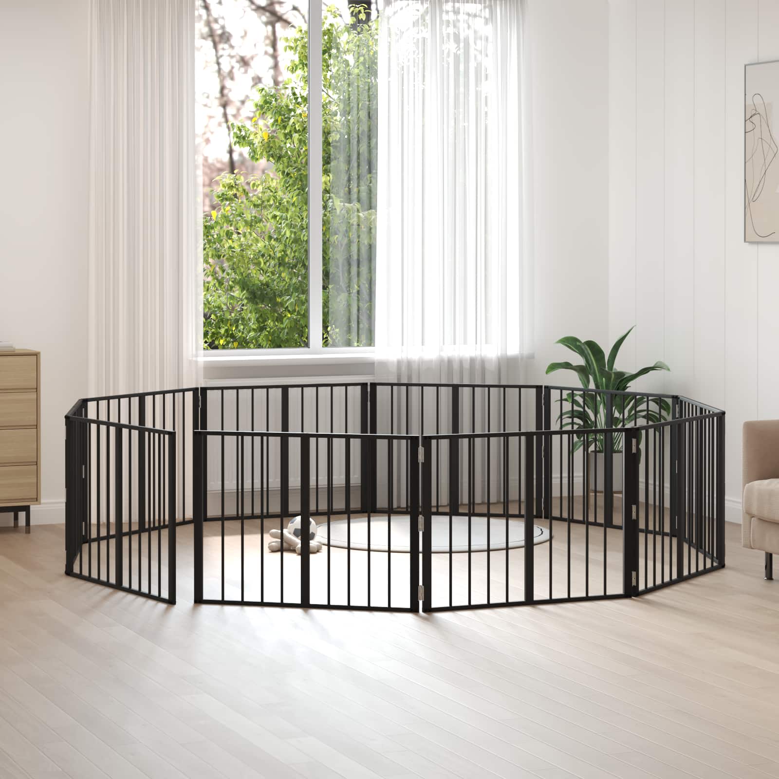 Puerta para perros 10 pcs Negro 100 x 60 cm Acero Galvanizado