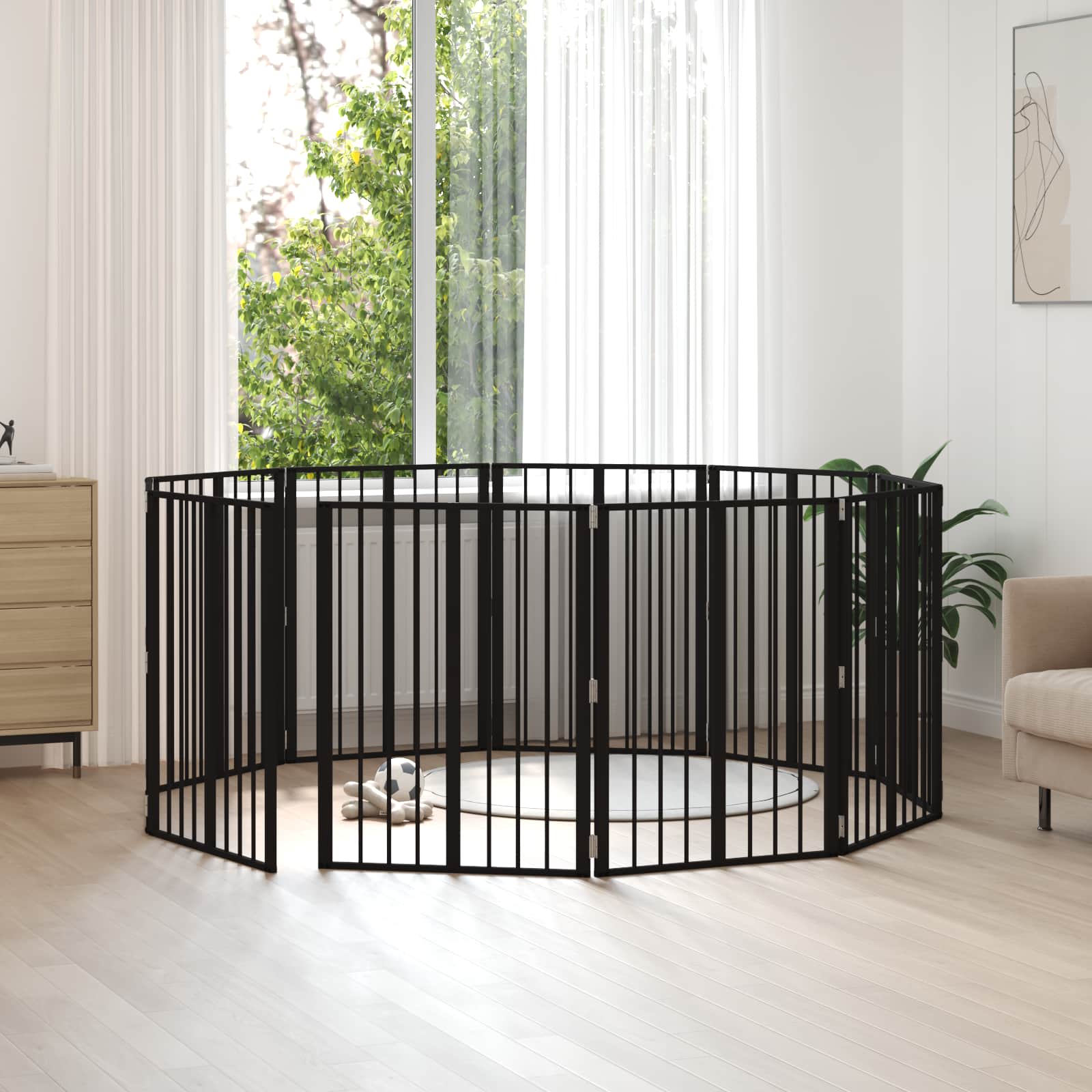 Puerta para perros 10 pcs Negro 100 x 60 cm Acero Galvanizado
