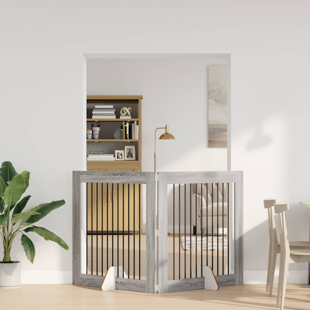 Puerta de perro con soportes 2 pcs Gris Sonoma 100 x 100 cm