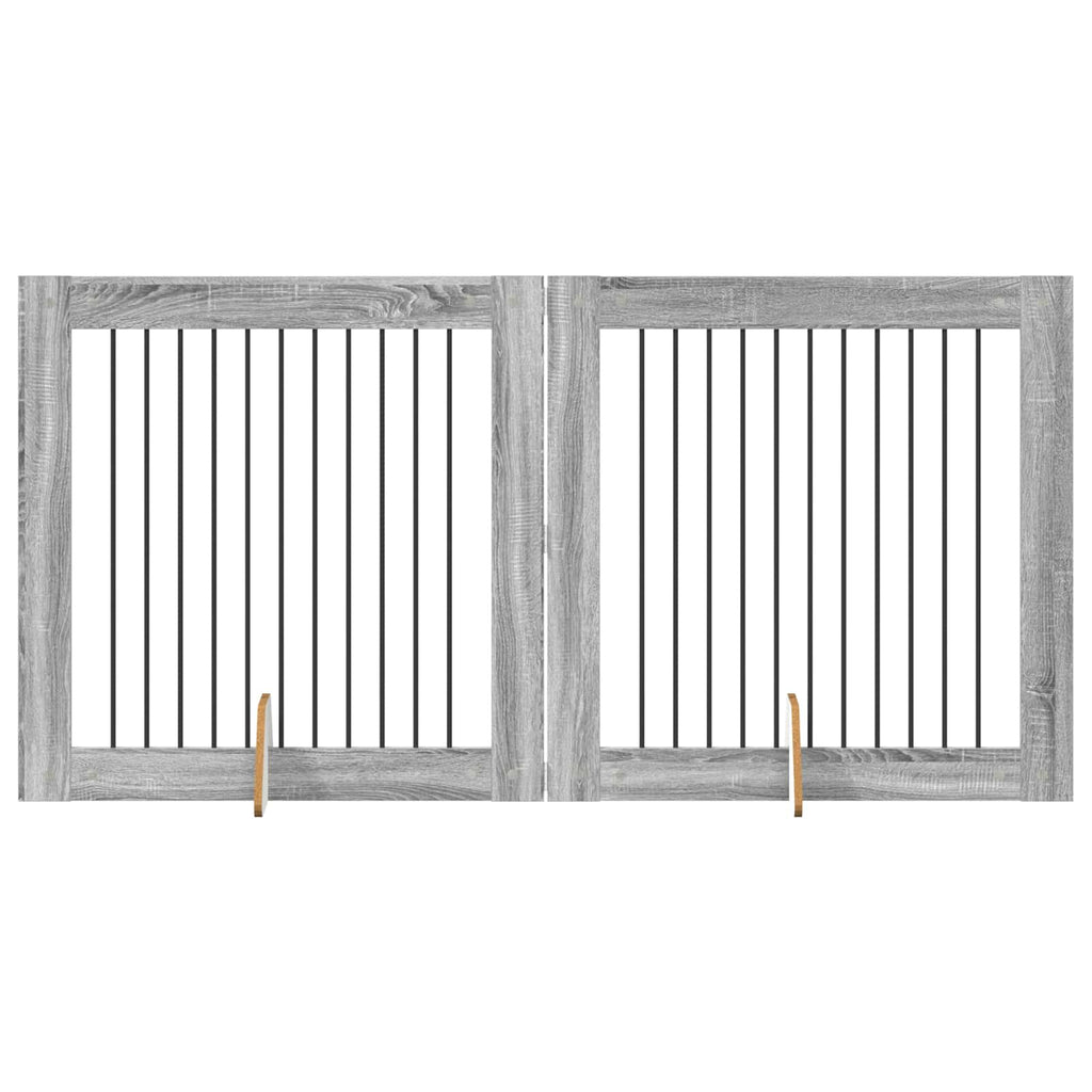 Puerta de perro con soportes 2 pcs Gris Sonoma 100 x 100 cm