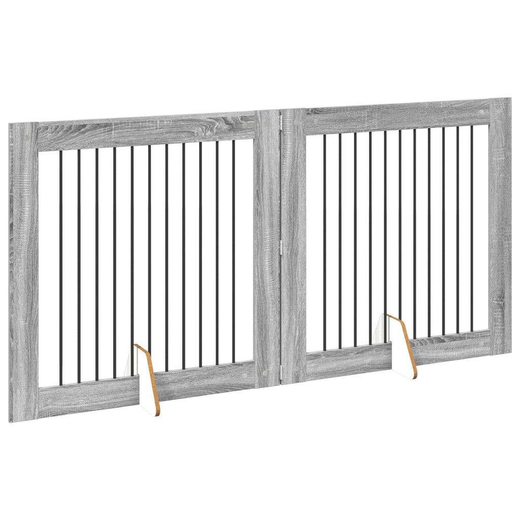 Puerta de perro con soportes 2 pcs Gris Sonoma 100 x 100 cm