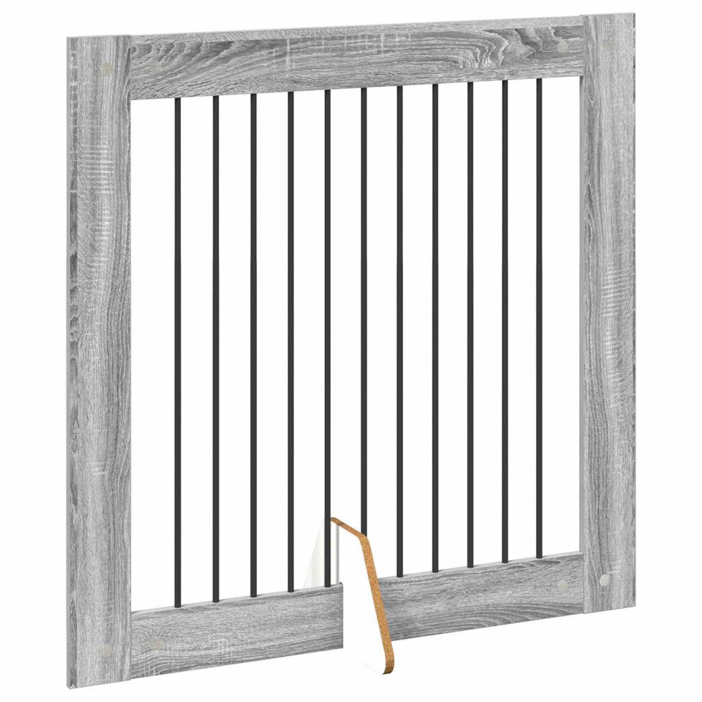 Puerta de perro con soportes 2 pcs Gris Sonoma 100 x 100 cm