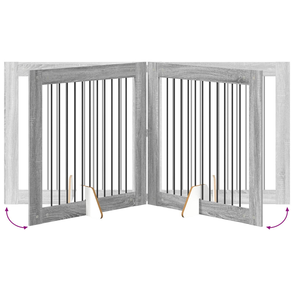 Puerta de perro con soportes 2 pcs Gris Sonoma 100 x 100 cm