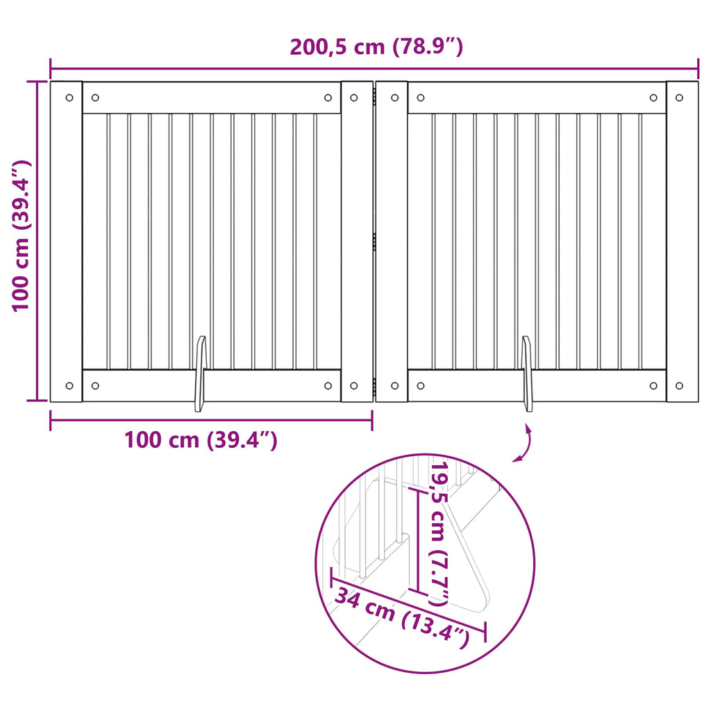 Puerta de perro con soportes 2 pcs Gris Sonoma 100 x 100 cm