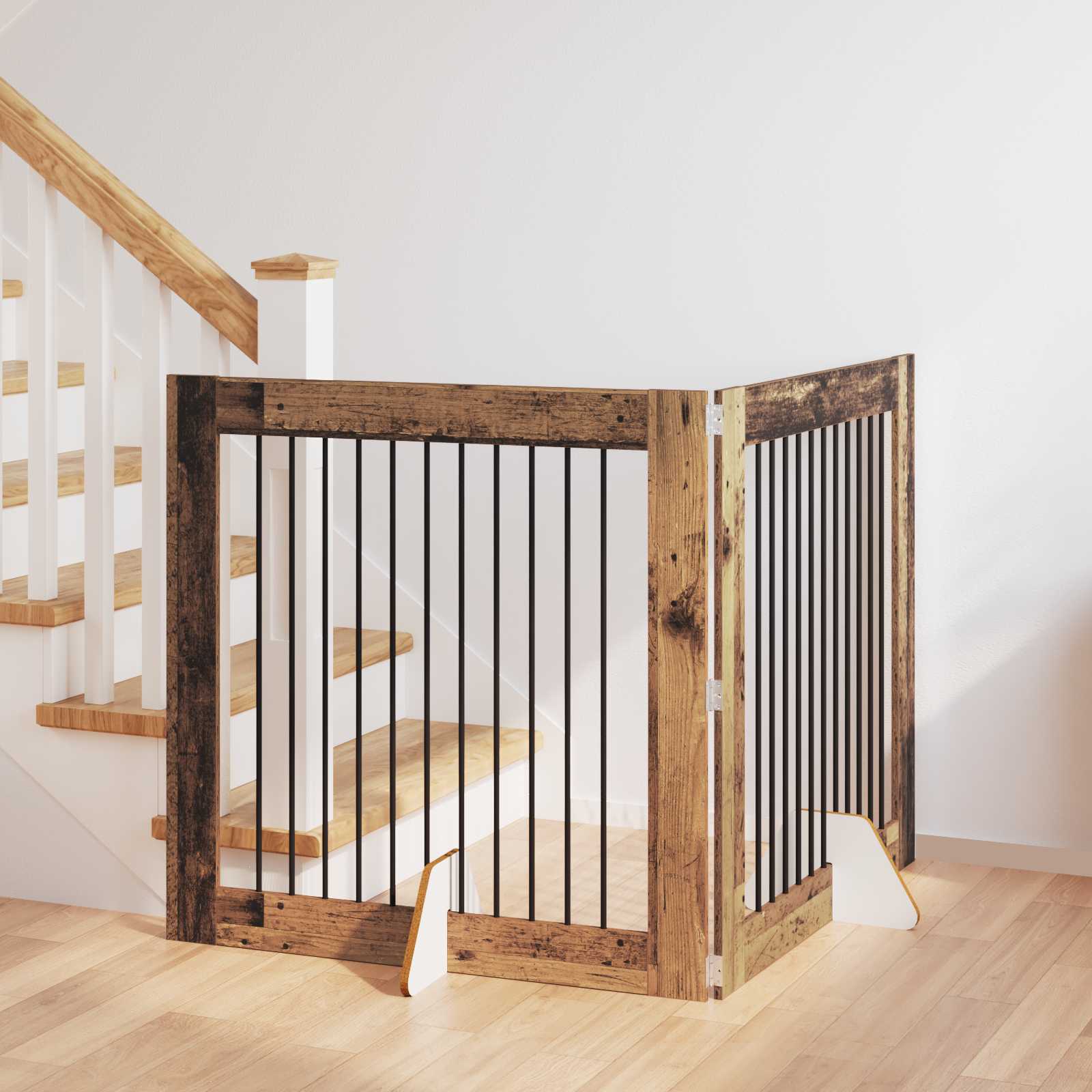 Puerta de perro con soportes 2 pcs Gris Sonoma 100 x 100 cm