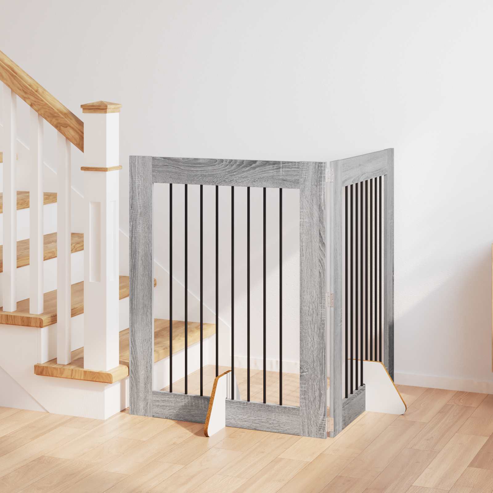 Puerta de perro con soportes 2 pcs Gris Sonoma 100 x 100 cm