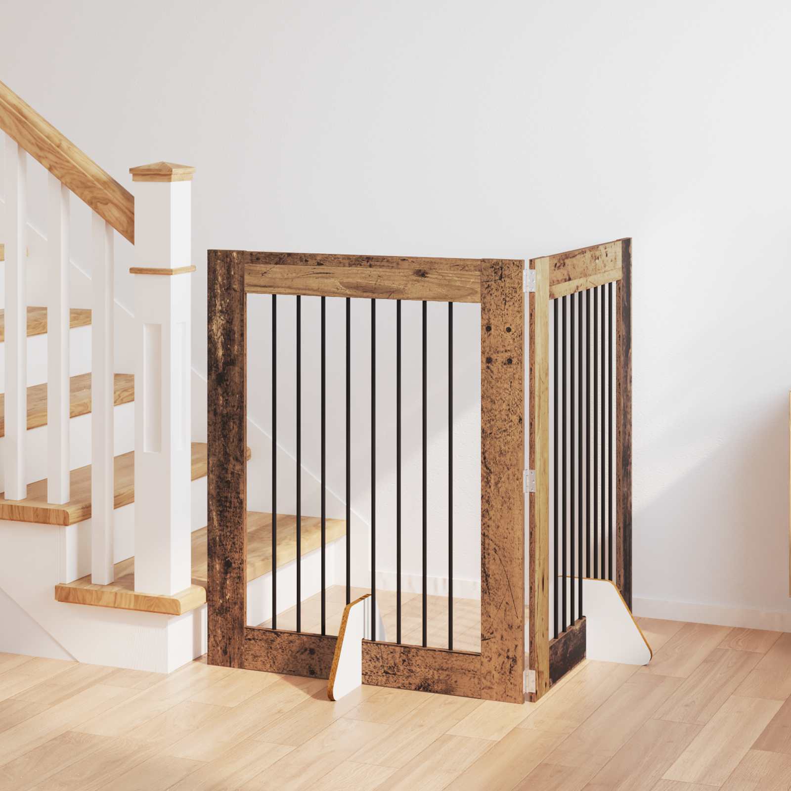 Puerta de perro con soportes 2 pcs Gris Sonoma 100 x 100 cm