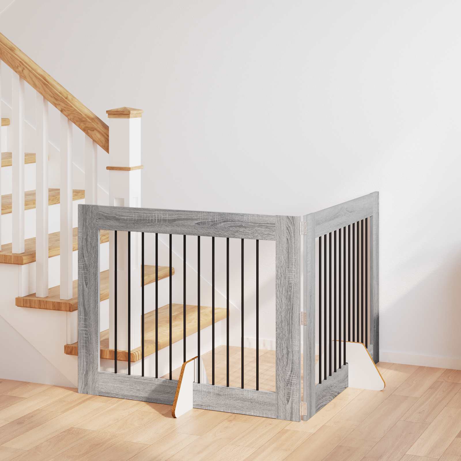 Puerta de perro con soportes 2 pcs Gris Sonoma 100 x 100 cm