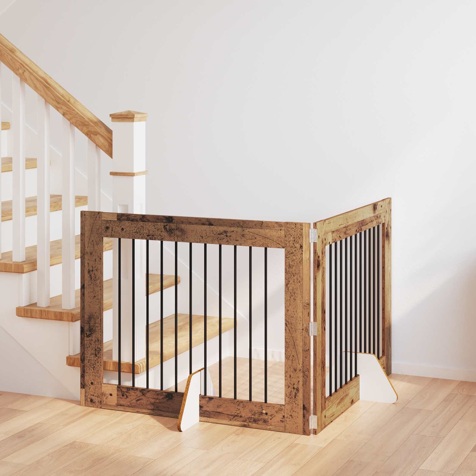 Puerta de perro con soportes 2 pcs Gris Sonoma 100 x 100 cm