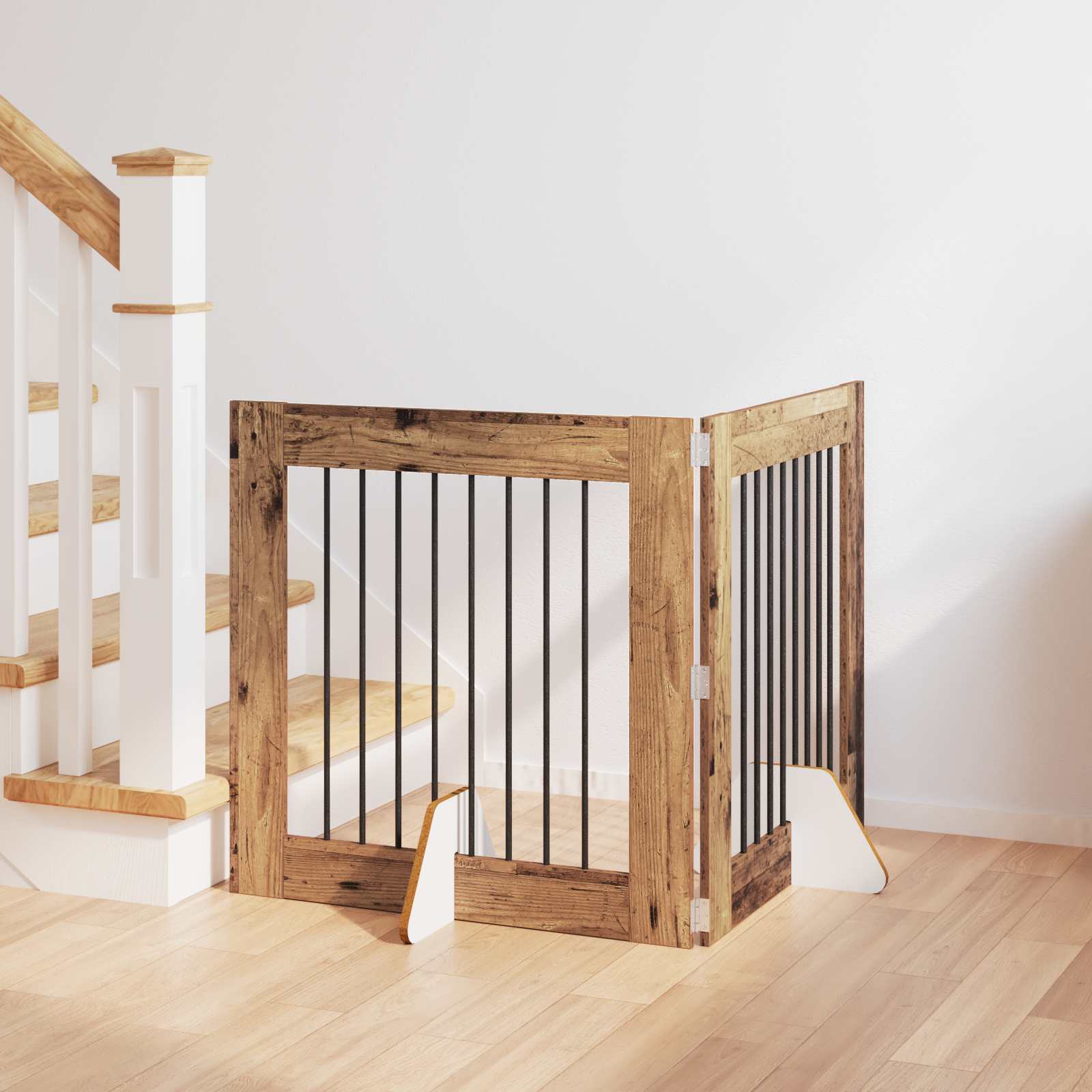 Puerta de perro con soportes 2 pcs Gris Sonoma 100 x 100 cm