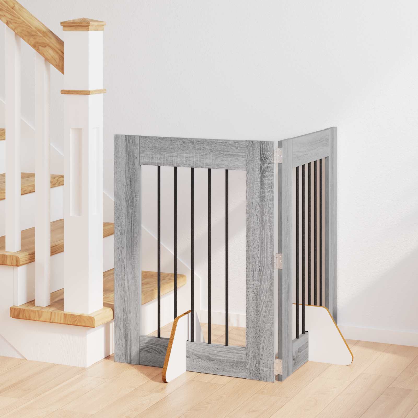 Puerta de perro con soportes 2 pcs Gris Sonoma 100 x 100 cm