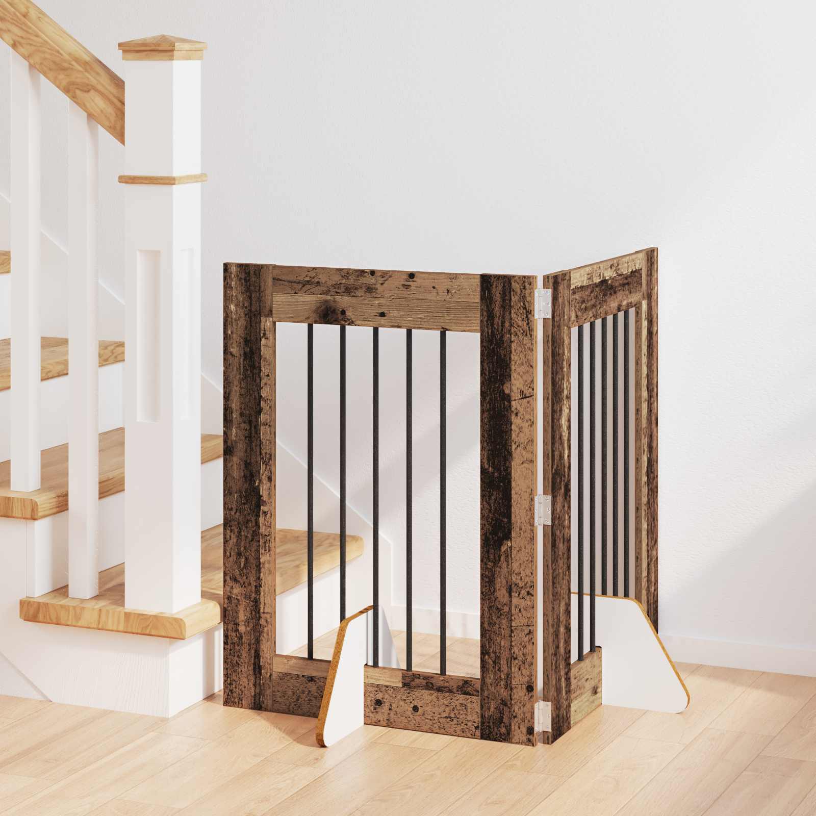 Puerta de perro con soportes 2 pcs Gris Sonoma 100 x 100 cm
