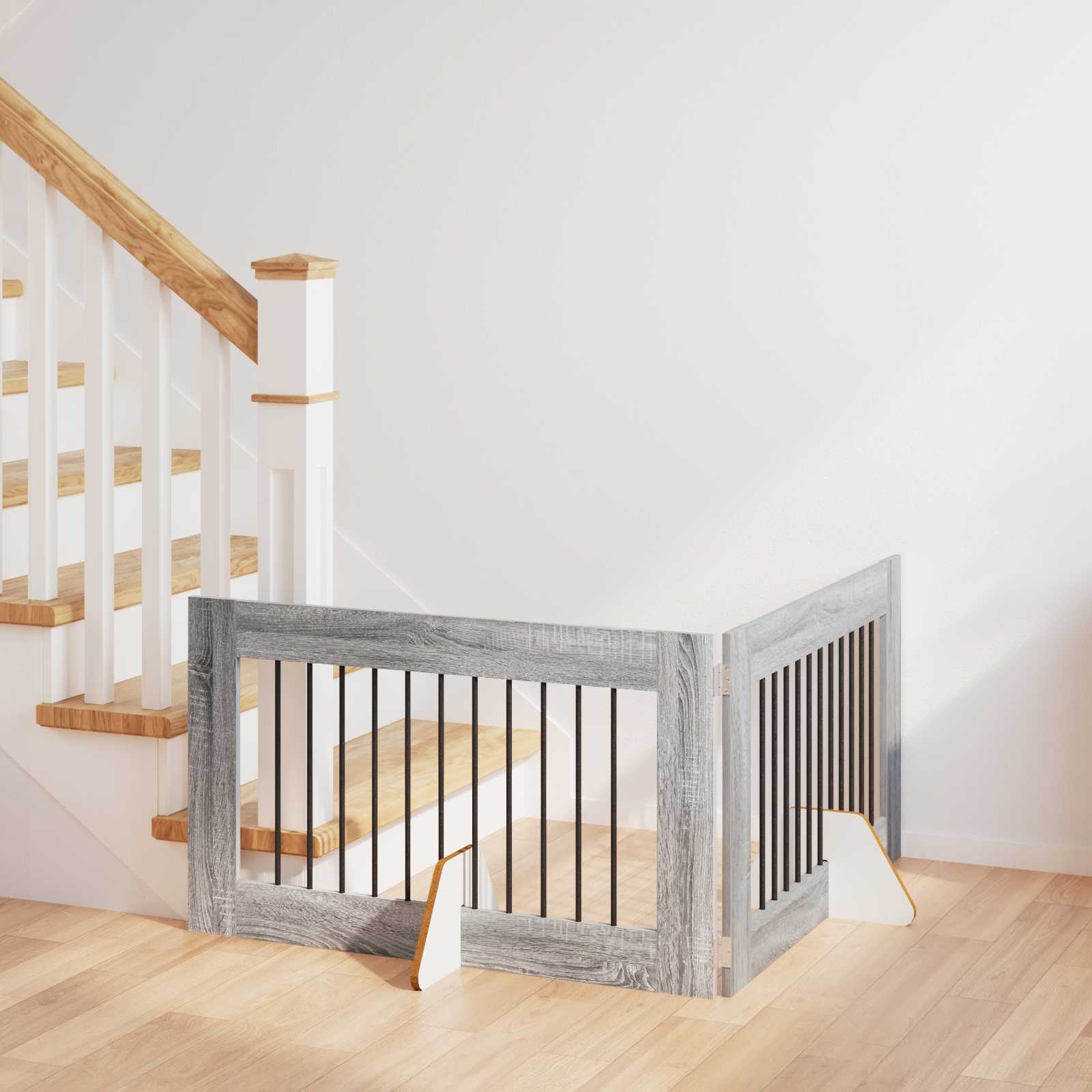 Puerta de perro con soportes 2 pcs Gris Sonoma 100 x 100 cm