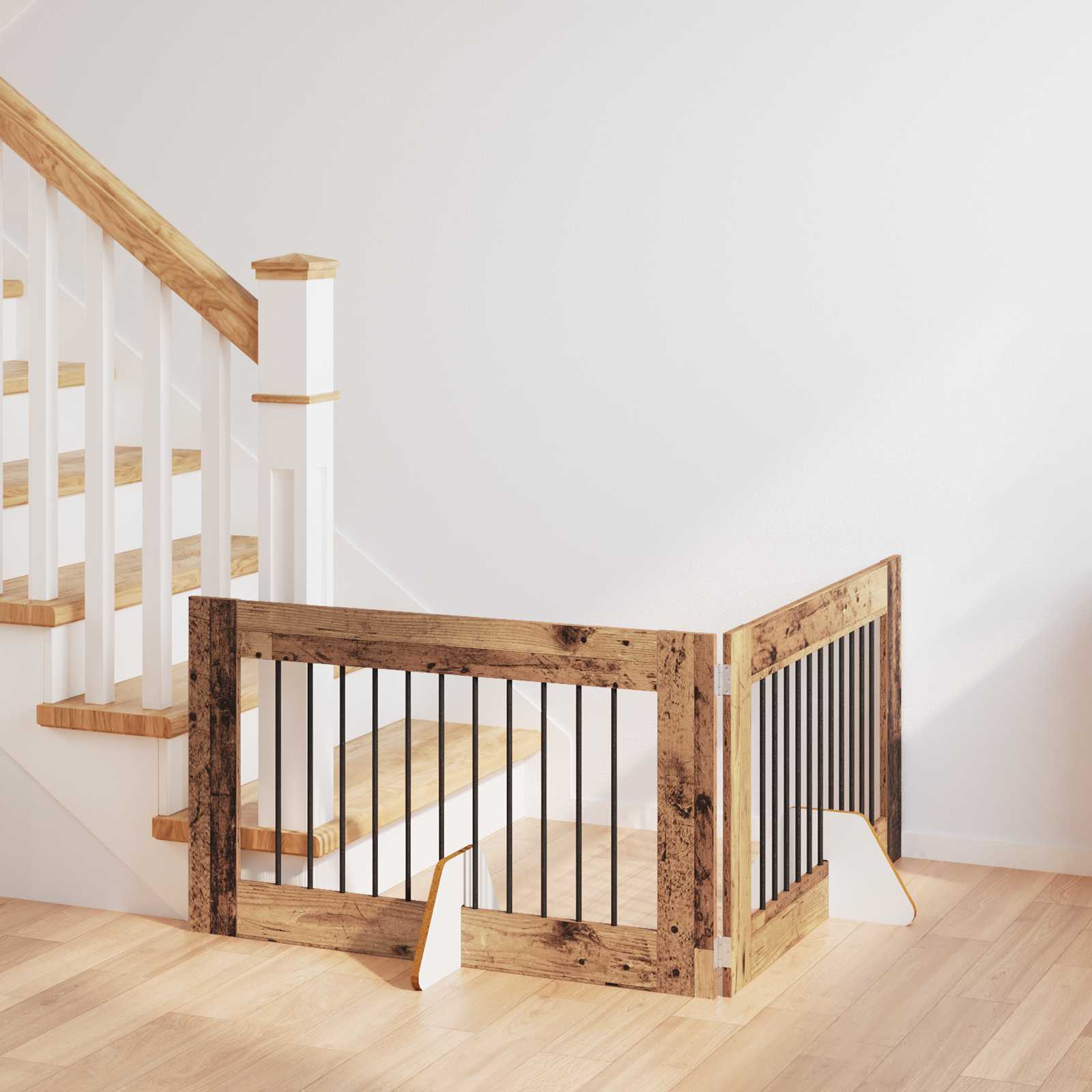 Puerta de perro con soportes 2 pcs Gris Sonoma 100 x 100 cm