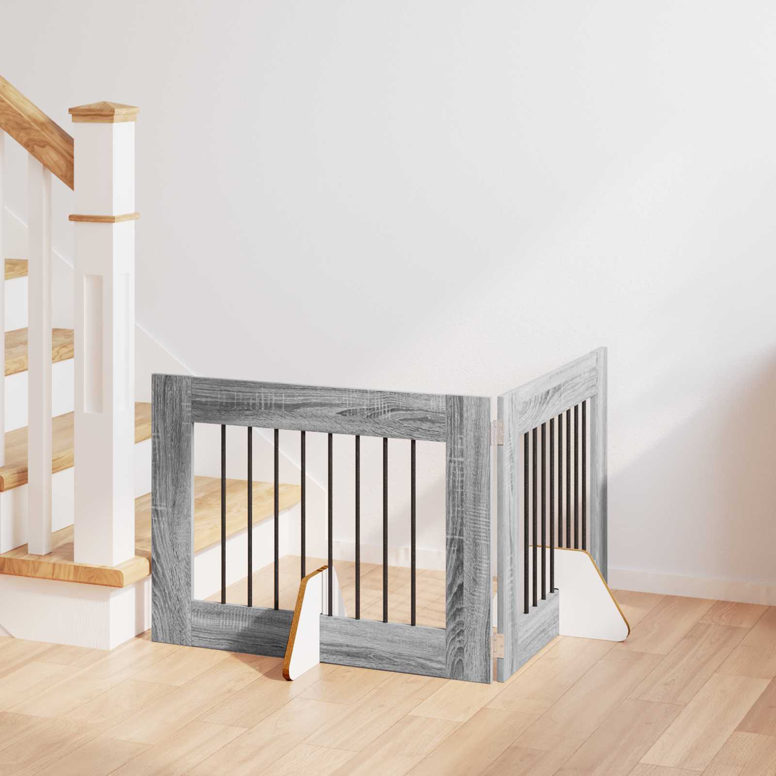 Puerta de perro con soportes 2 pcs Gris Sonoma 100 x 100 cm