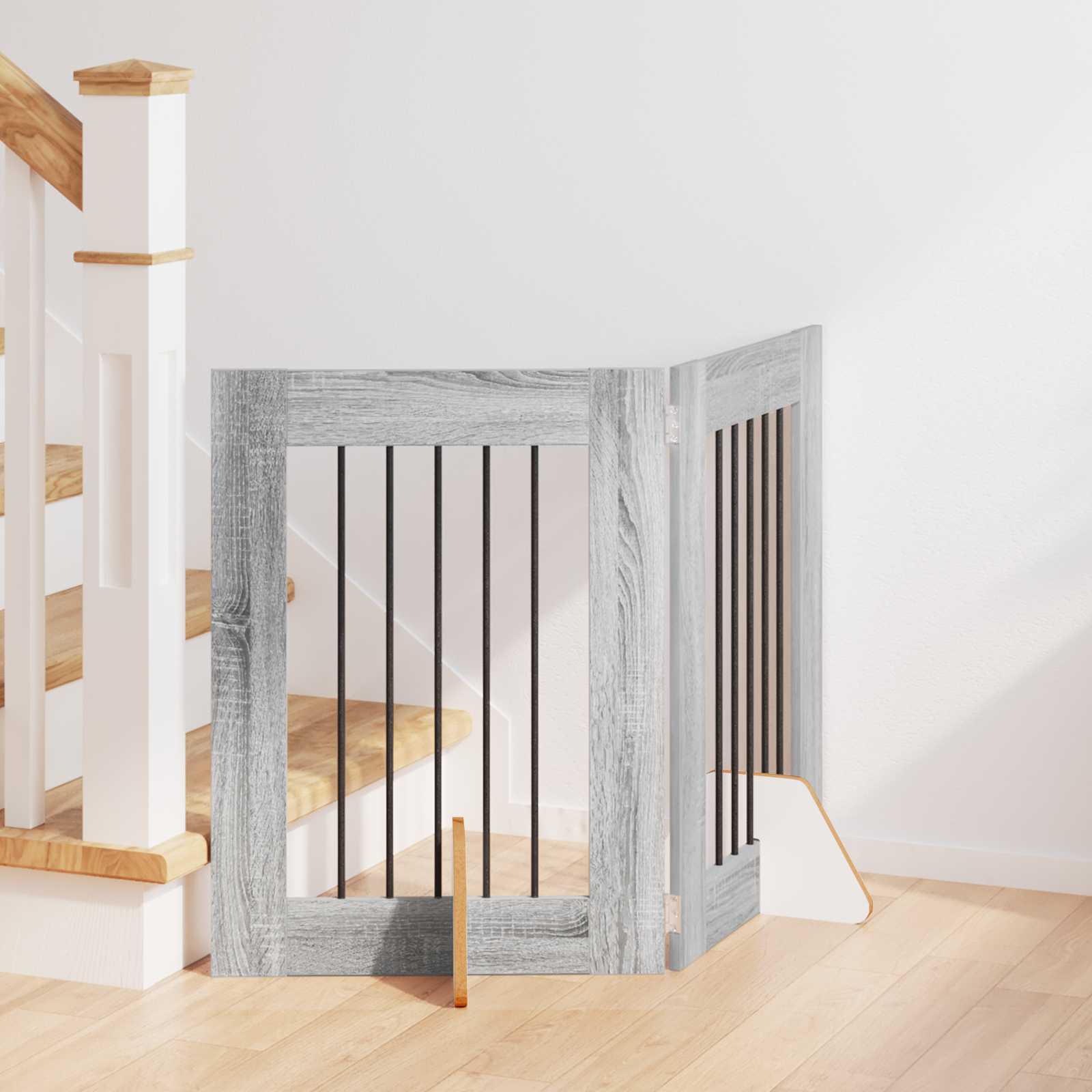 Puerta de perro con soportes 2 pcs Gris Sonoma 100 x 100 cm