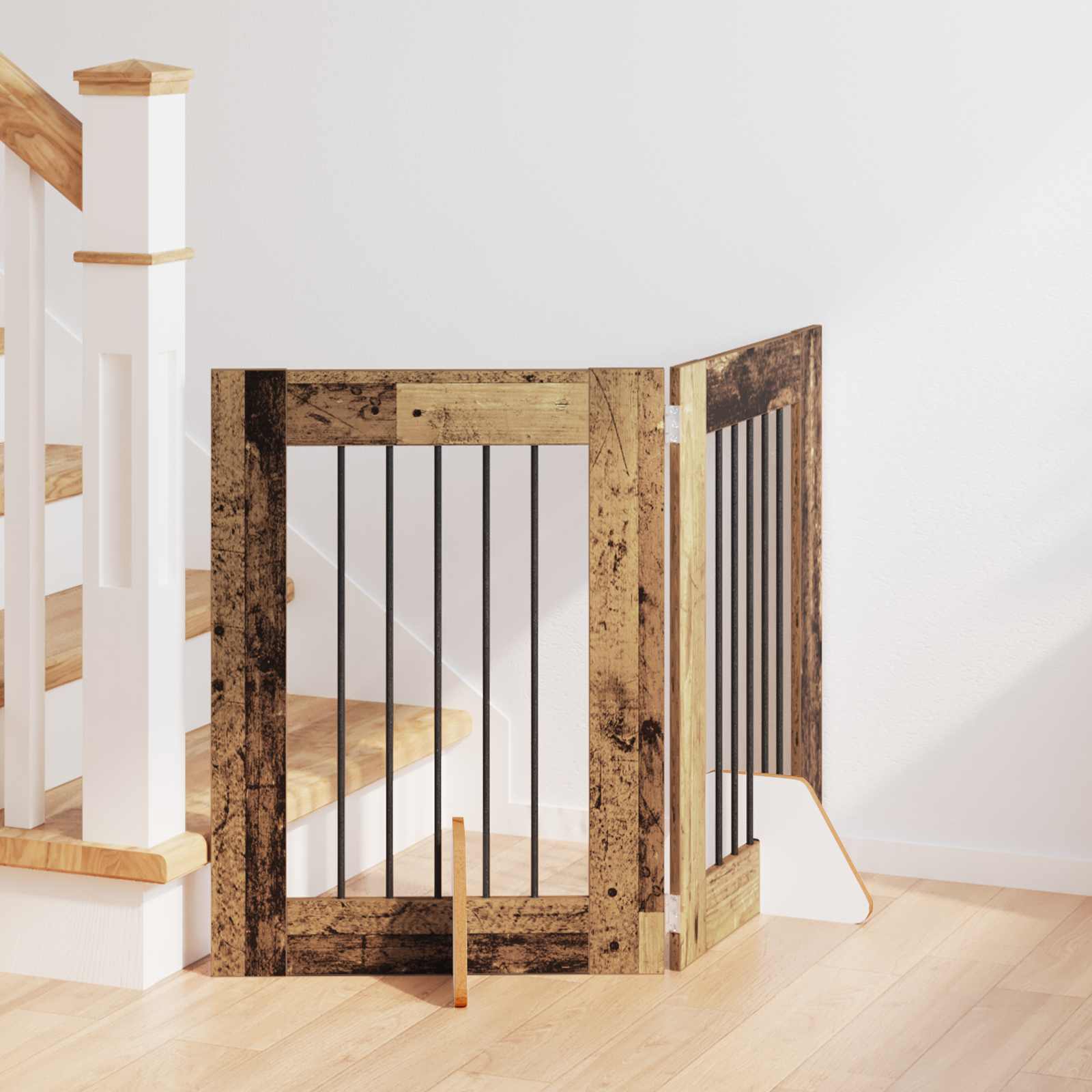 Puerta de perro con soportes 2 pcs Gris Sonoma 100 x 100 cm