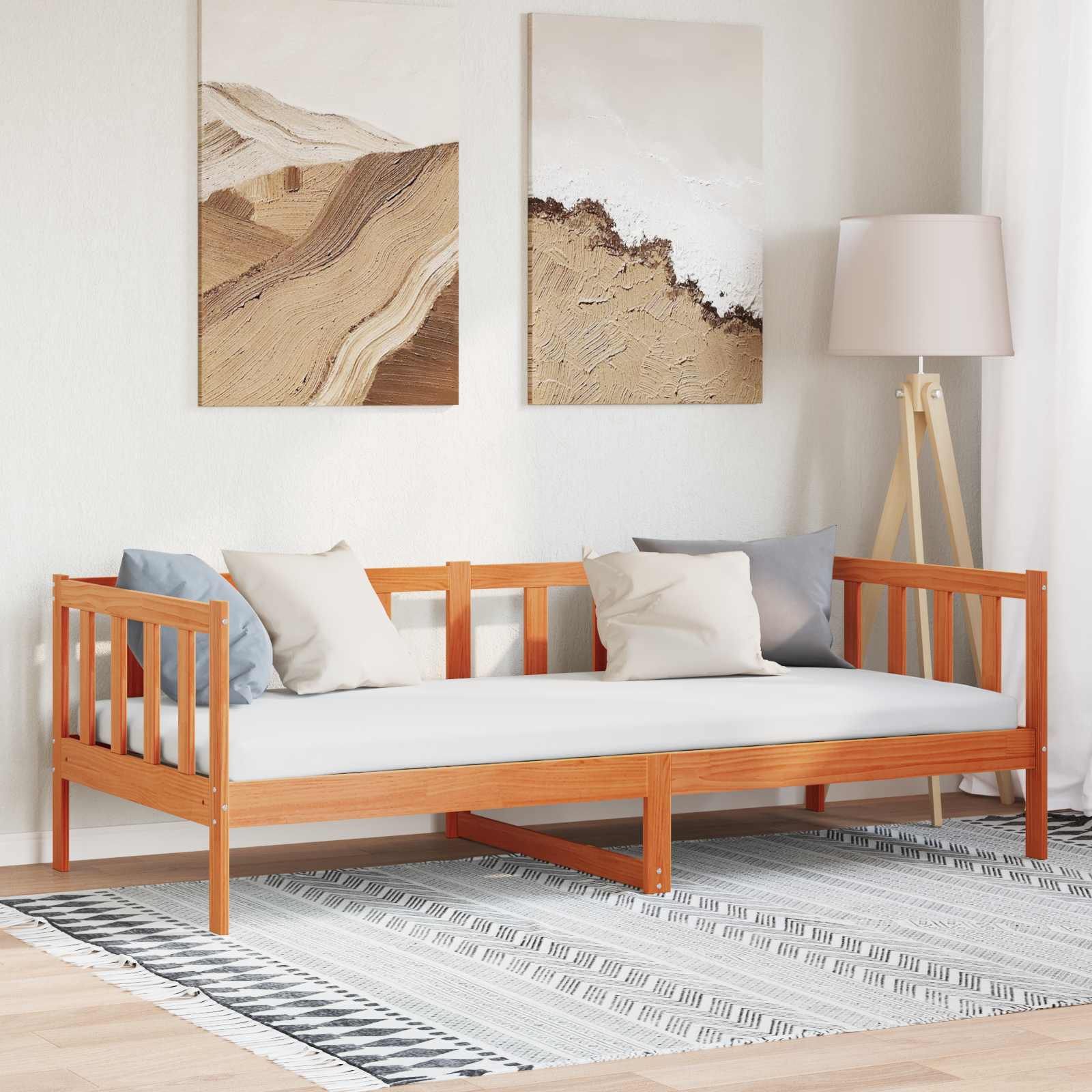 Estructura de cama con cabecera Marrón cera 80 x 200 cm