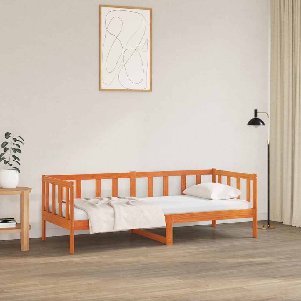 Estructura de cama con cabecera Marrón cera 80 x 200 cm