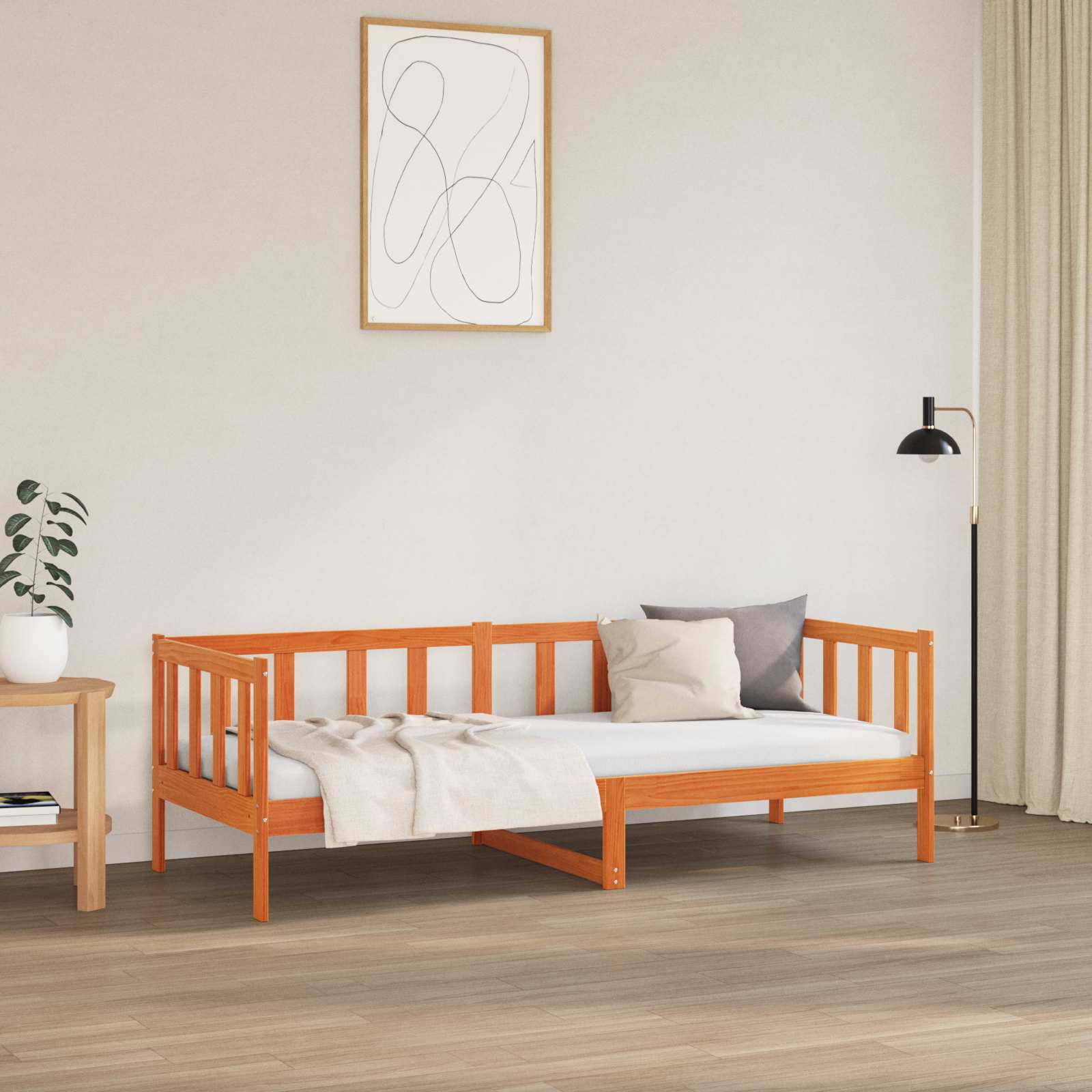 Estructura de cama con cabecera Marrón cera 80 x 200 cm