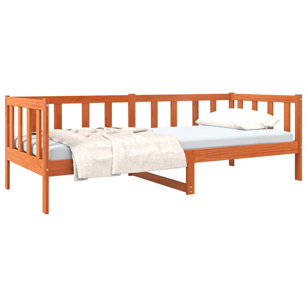 Estructura de cama con cabecera Marrón cera 80 x 200 cm