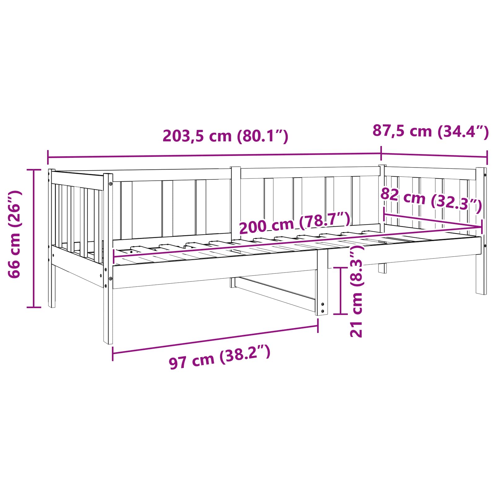 Estructura de cama con cabecera Marrón cera 80 x 200 cm