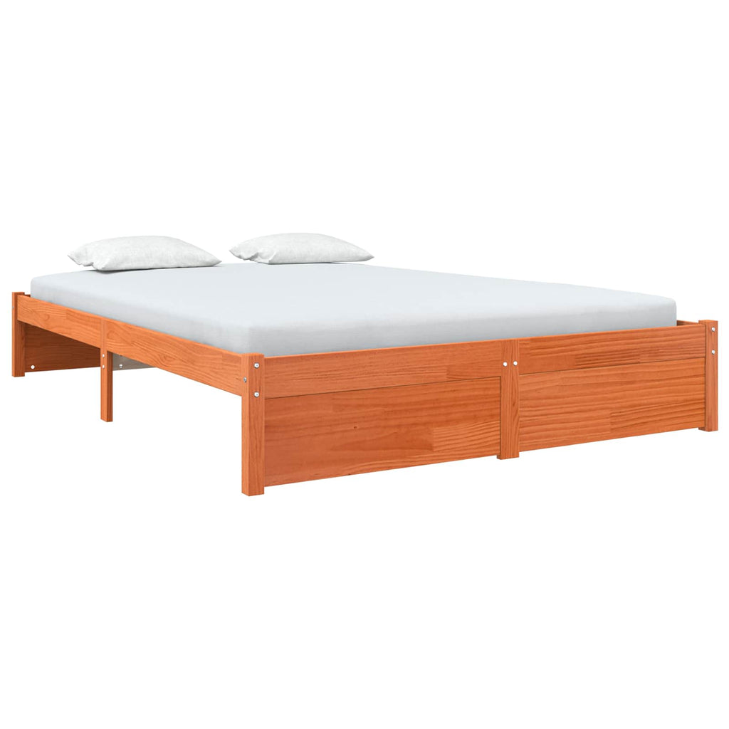 Estructura de cama Marrón cera 140 x 200 cm