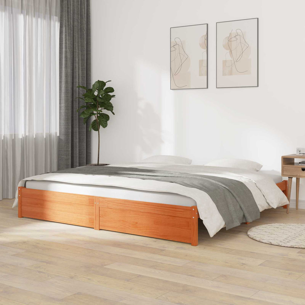 Estructura de cama Marrón cera 140 x 200 cm
