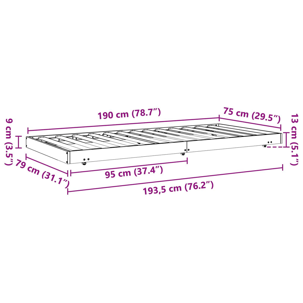 Estructura de cama Marrón cera 70 x 190 cm