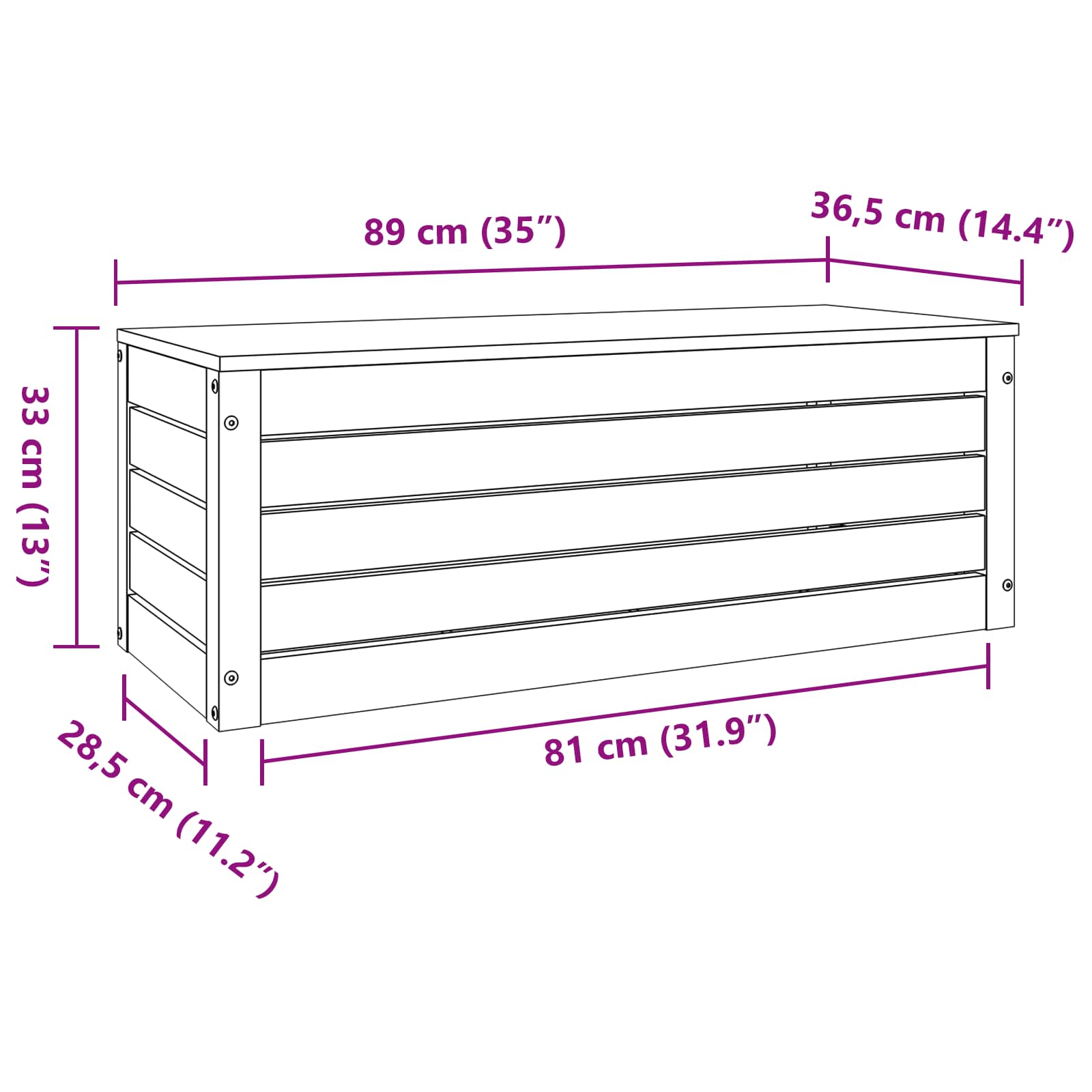 Caja de Almacenamiento con puerta Marrón cera 89 x 36,5 x 33 cm