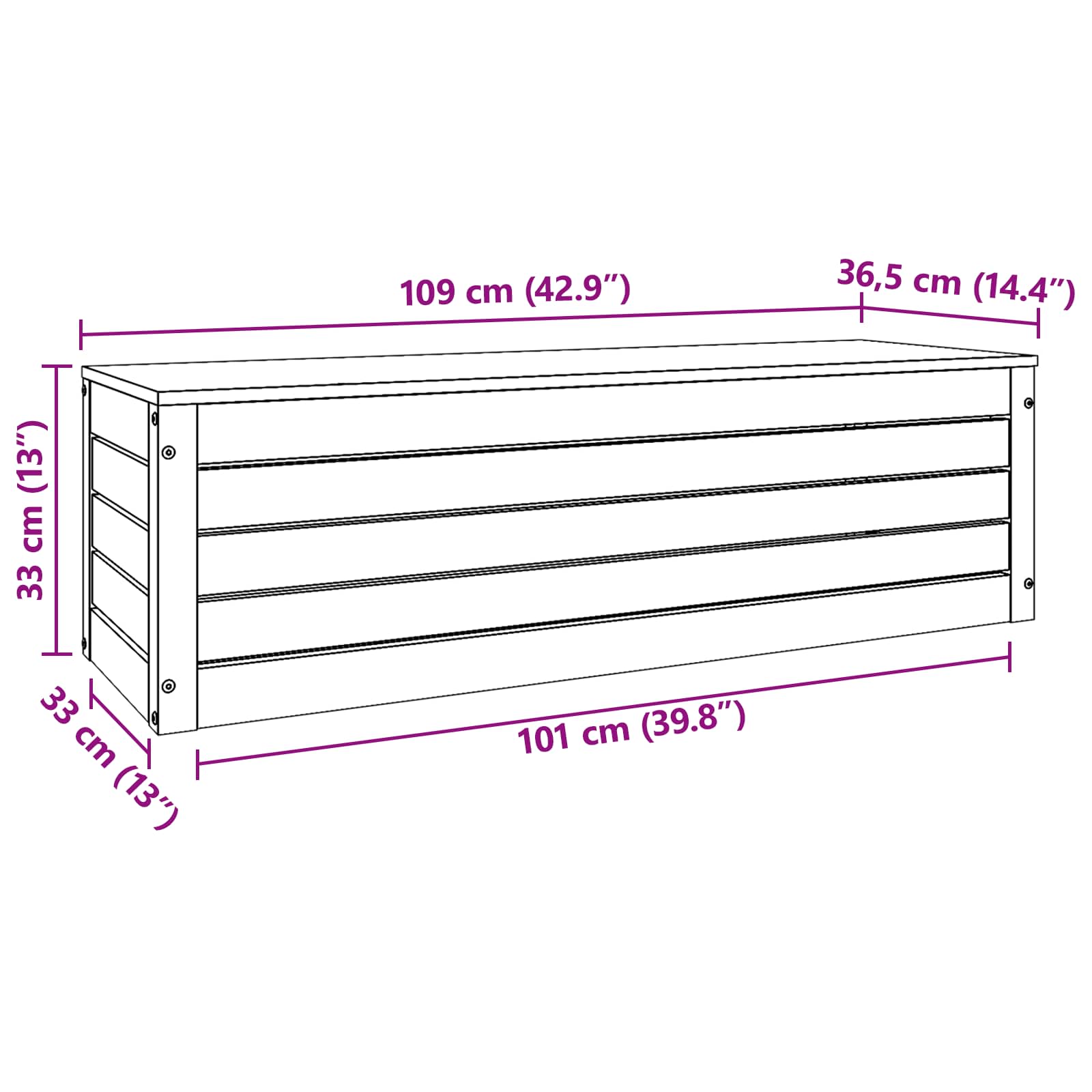Caja de Almacenamiento Marrón cera 109 x 36,5 x 33 cm