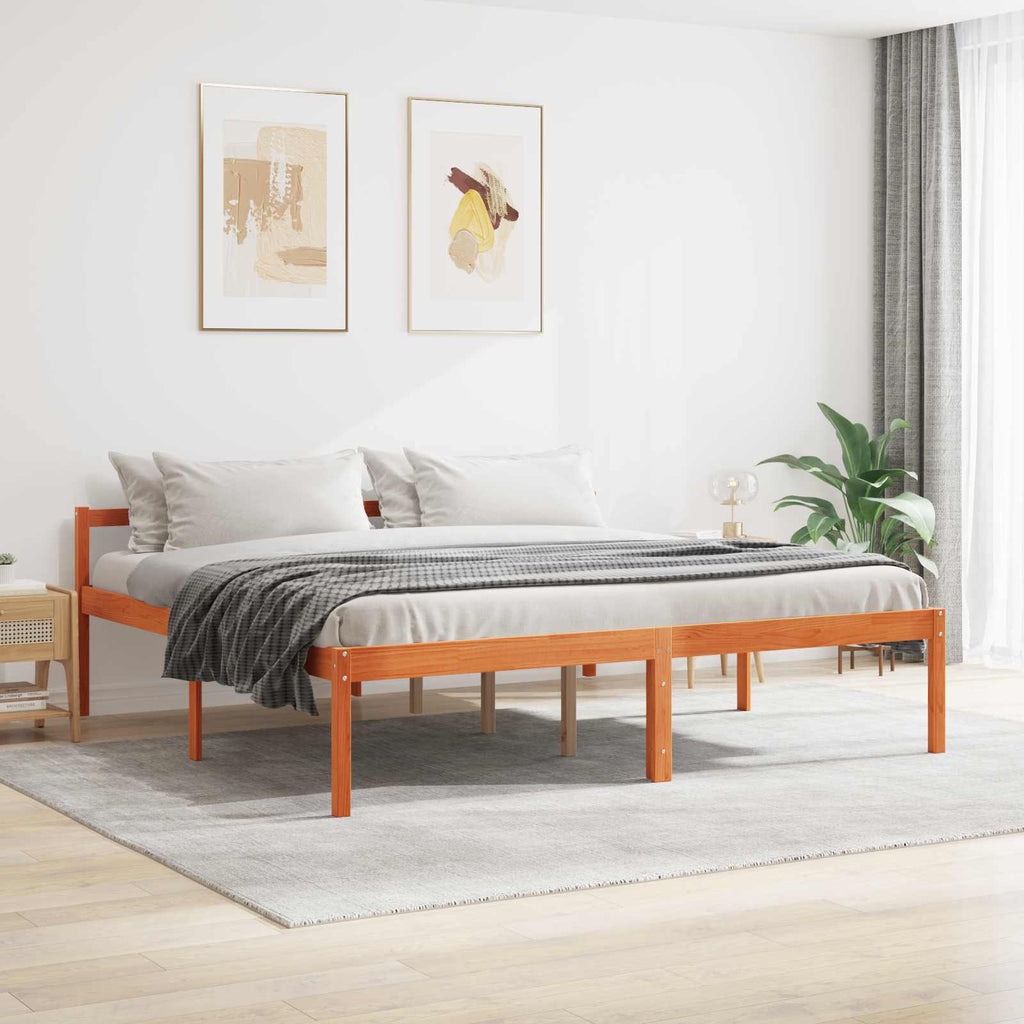 Estructura de cama con cabecera Marrón cera 180 x 200 cm