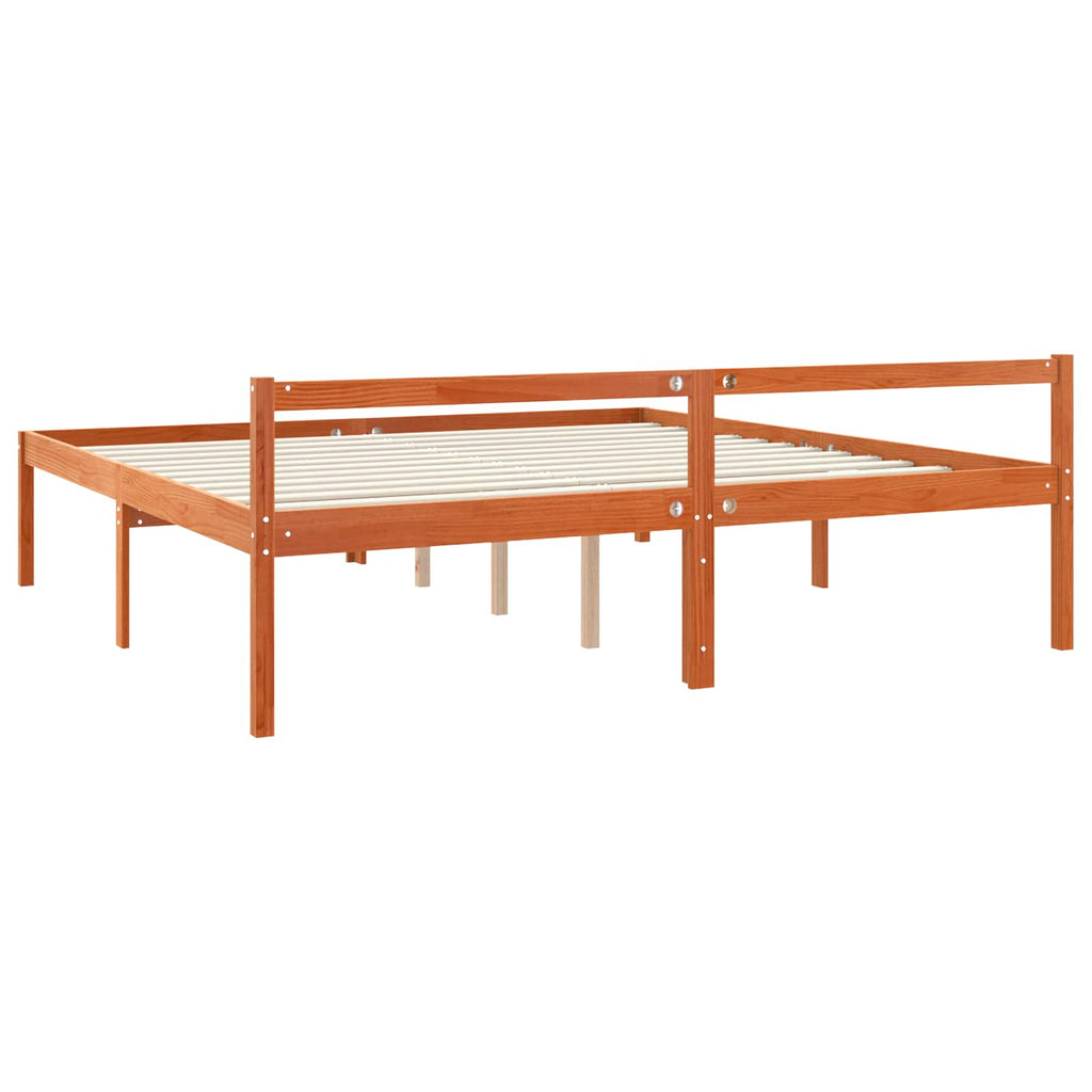 Estructura de cama con cabecera Marrón cera 180 x 200 cm