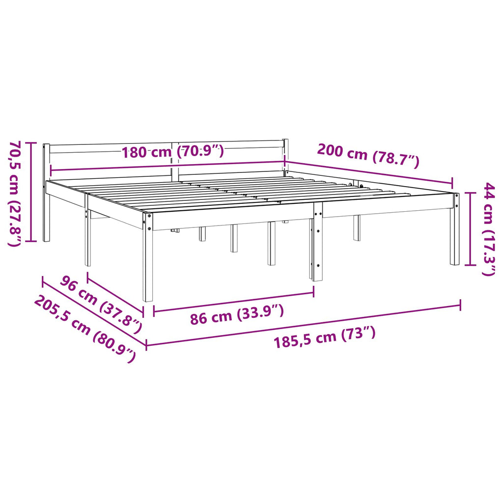 Estructura de cama con cabecera Marrón cera 180 x 200 cm