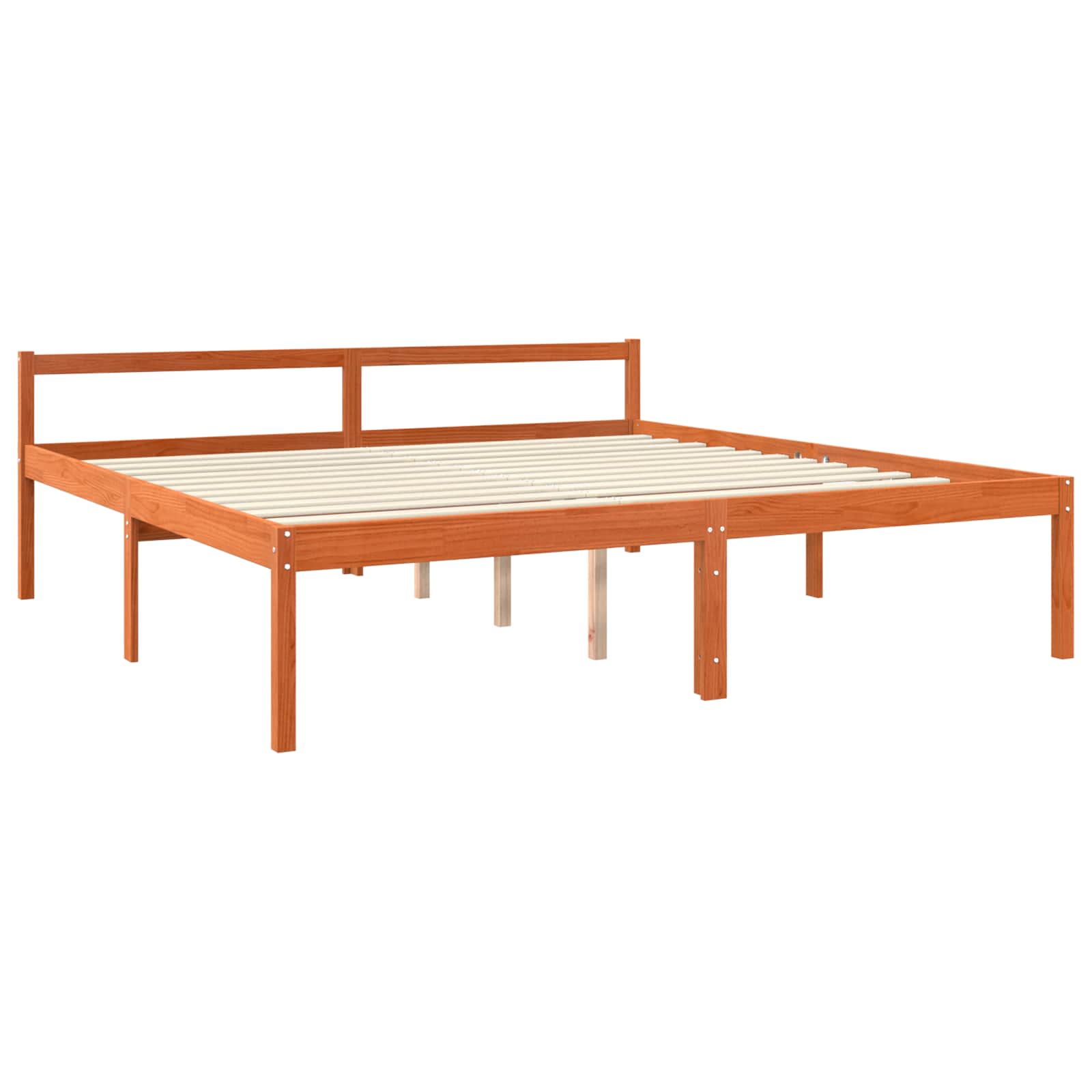 Estructura de cama con cabecera Marrón cera 200 x 200 cm