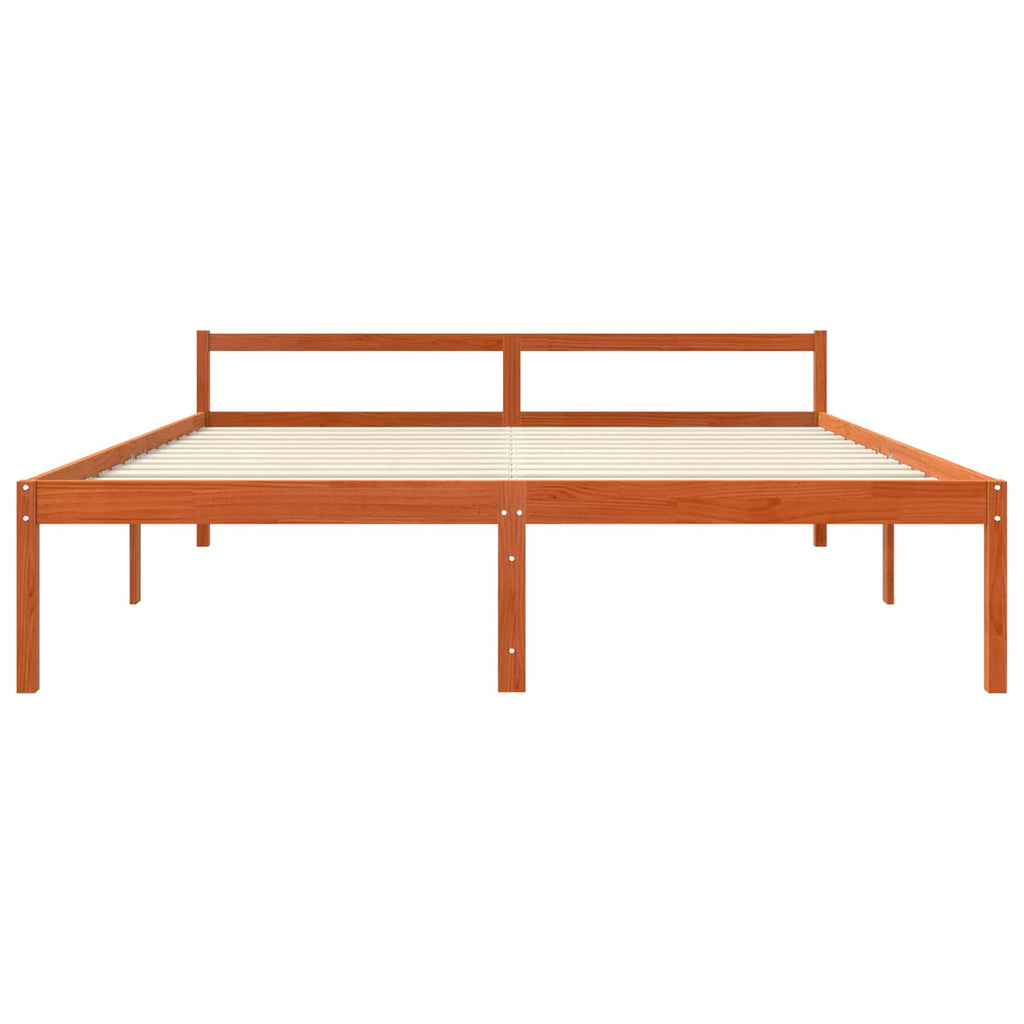 Estructura de cama con cabecera Marrón cera 200 x 200 cm