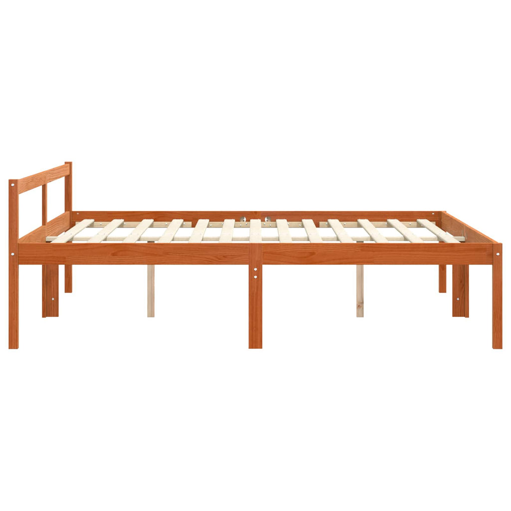 Estructura de cama con cabecera Marrón cera 200 x 200 cm