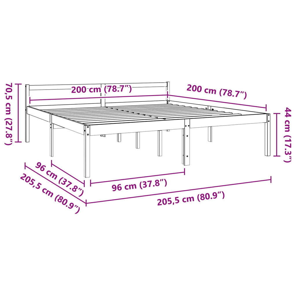 Estructura de cama con cabecera Marrón cera 200 x 200 cm