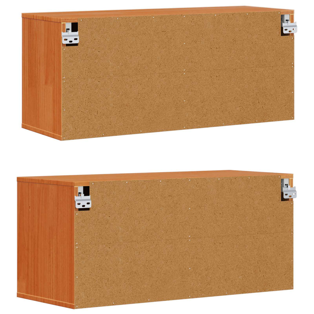 Armario de Pared con estante 2 pcs Marrón cera 80 x 30 x 35 cm