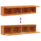 Armario de Pared con estante 2 pcs Marrón cera 80 x 30 x 35 cm