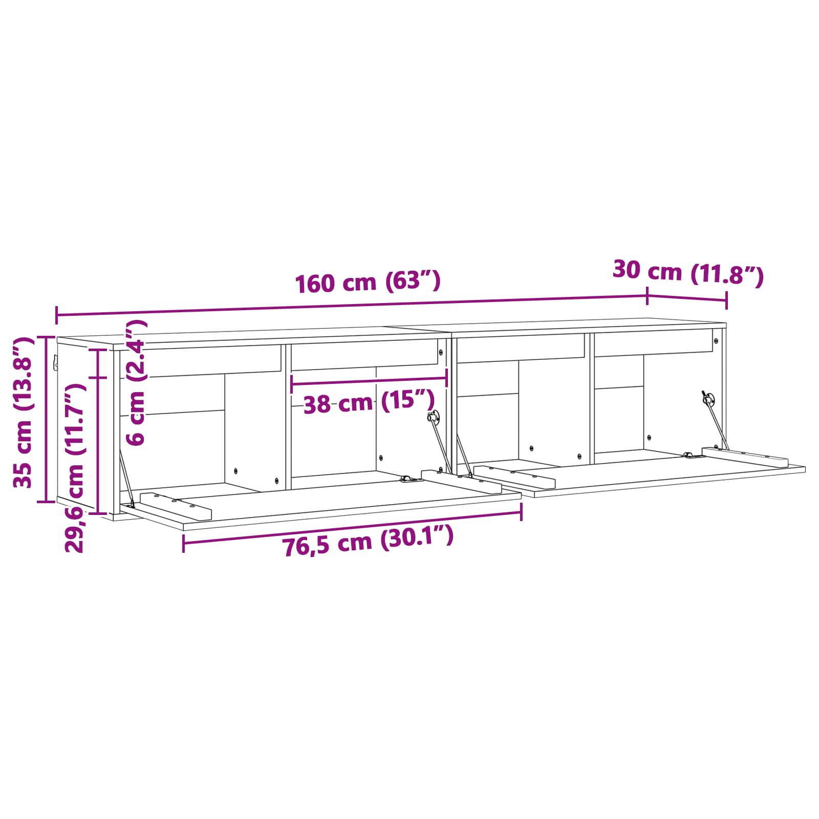 Armario de Pared con estante 2 pcs Marrón cera 80 x 30 x 35 cm