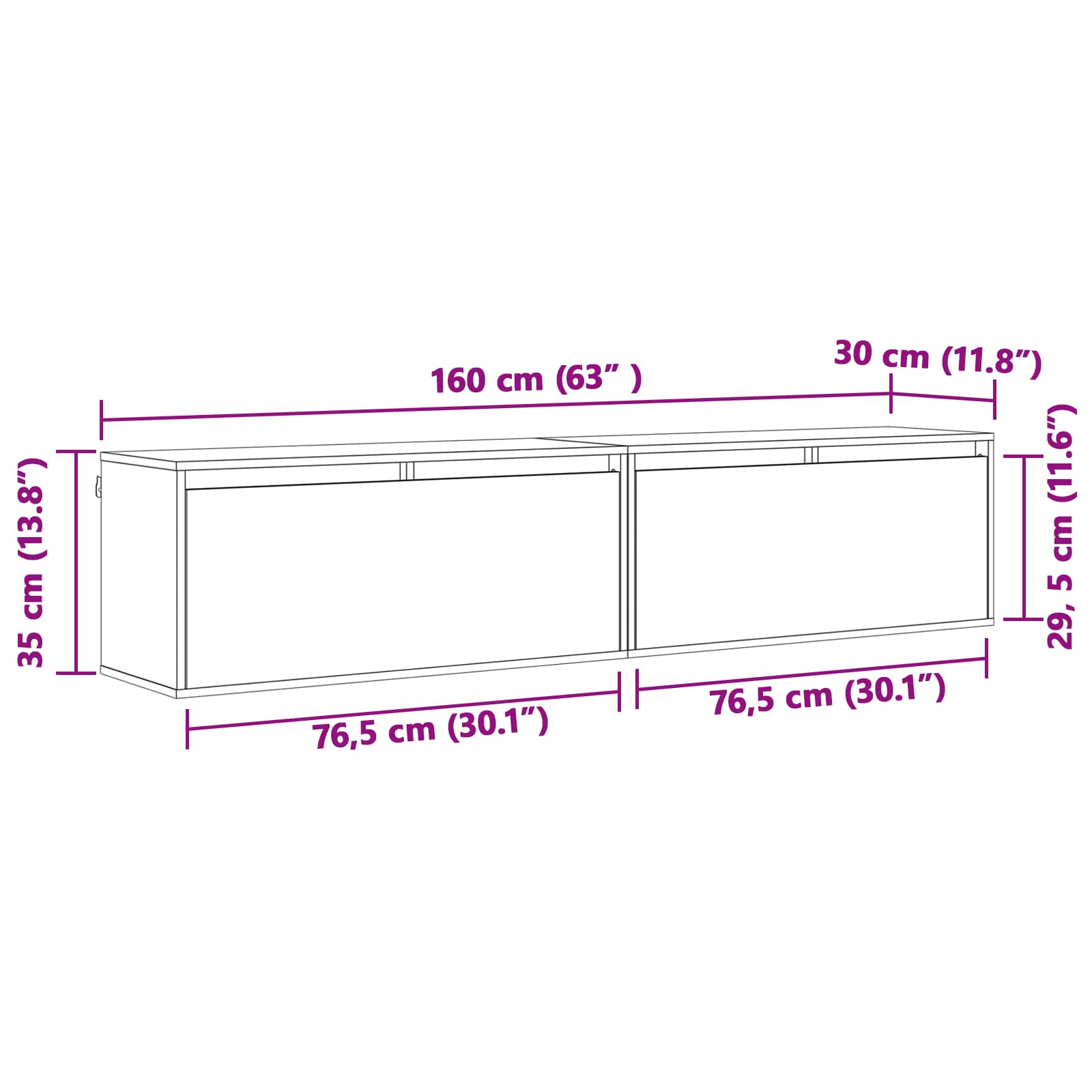 Armario de Pared con estante 2 pcs Marrón cera 80 x 30 x 35 cm