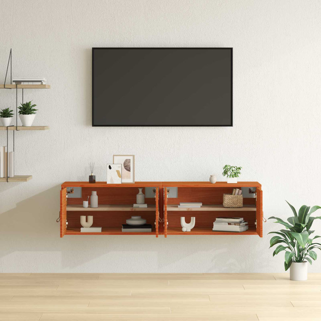 Armario de Pared con estante 2 pcs Marrón cera 60 x 30 x 30 cm