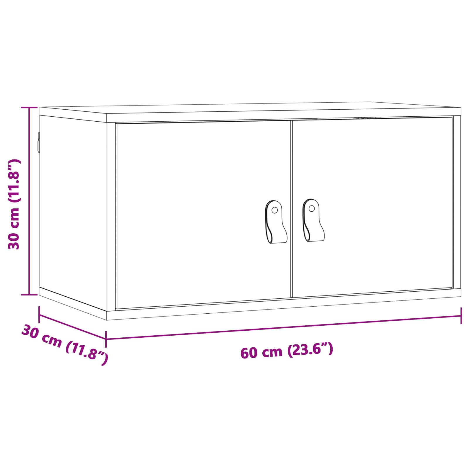 Armario de Pared con estante 2 pcs Marrón cera 60 x 30 x 30 cm