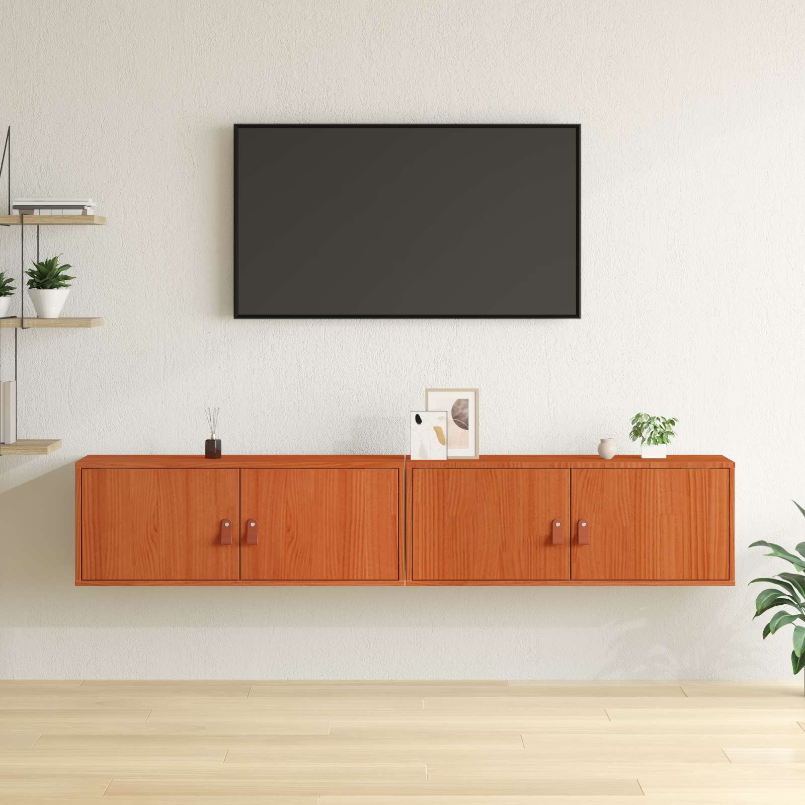 Armario de Pared con estante 2 pcs Marrón cera 80 x 30 x 30 cm