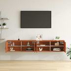 Armario de Pared con estante 2 pcs Marrón cera 80 x 30 x 30 cm